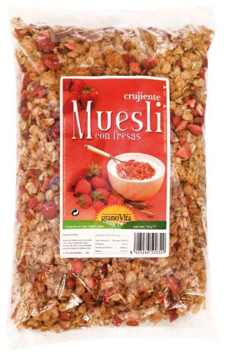 Krispig müsli med jordgubbar, 750 gr