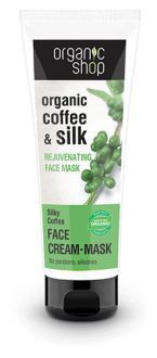 Kaffe och siden föryngrande ansiktsmasker