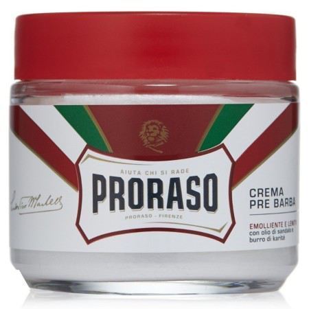 Röd Pre Shave Cream med sandelträ och sheasmör 100 ml