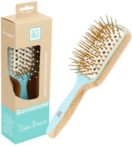 Mini Bamboo Detangling Brush Ocean Breeze Paddle