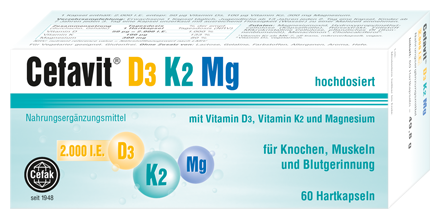 Cefavit Vitamin D3 + K2 + Mg 60 kapslar