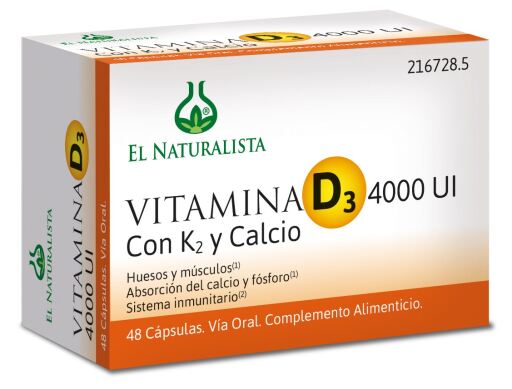 Vitamin D3 4000 Unitsi K2 Calcium 48 Kapslar