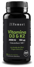 Vitamin D3 + K2 Kolekalciferol (2000 IE) &amp; MK-7 (150 μg) 200 pärlor